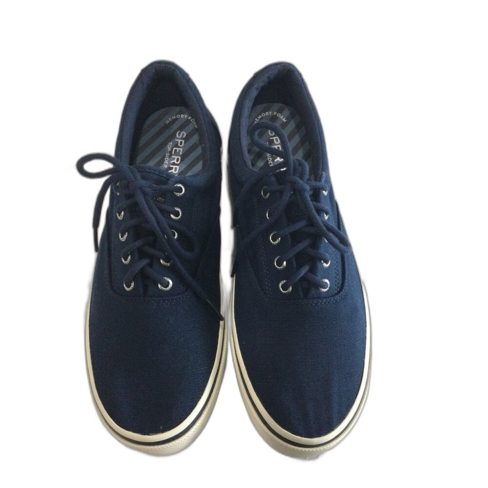 Sperry Top Siders Sneaker Shoes Men’s Size 11.5 Navy Blue Canvas Shoes STS21562